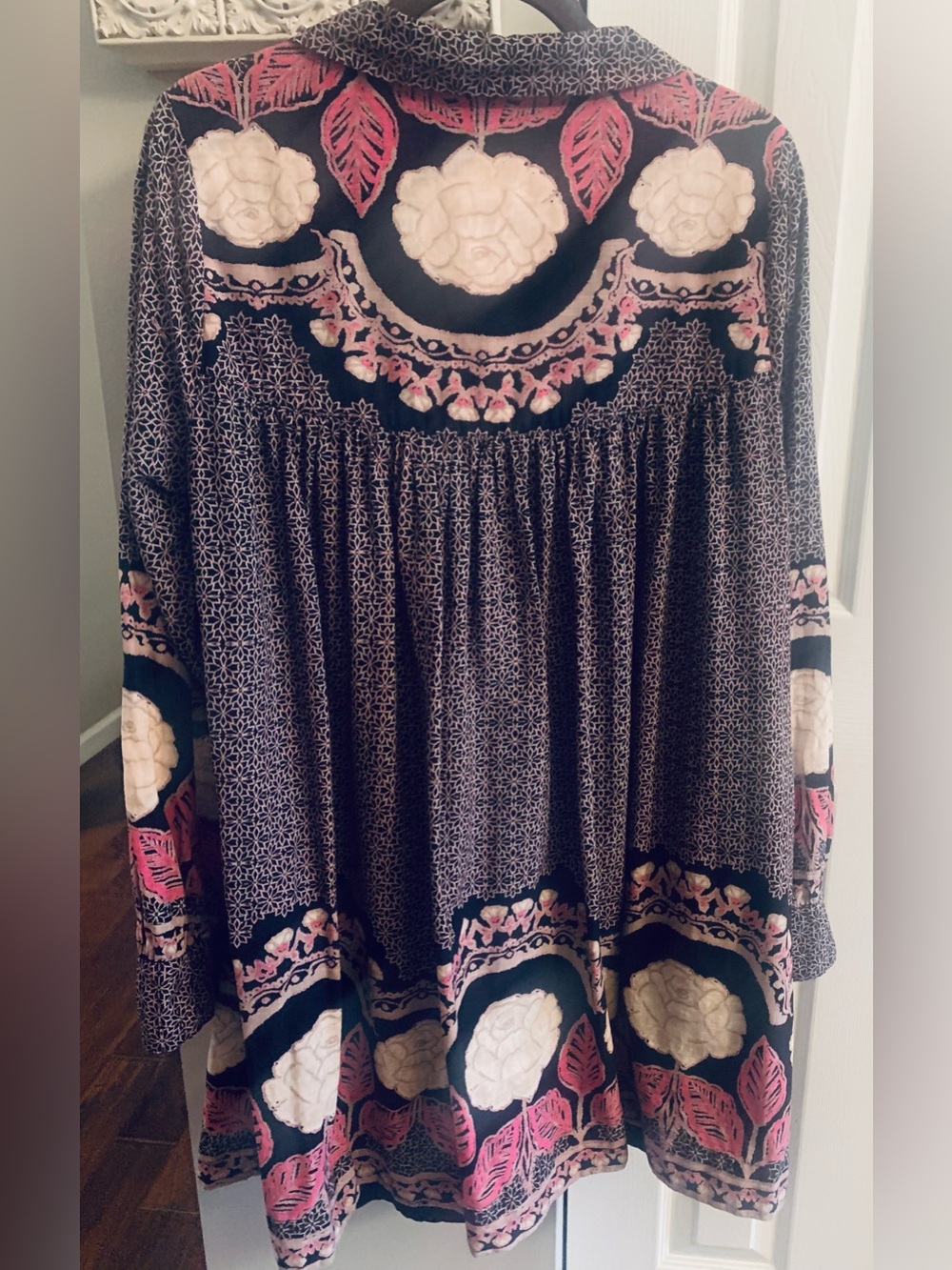 Free People Blue and Pink Floral Patterned Boho Mini Dress - M - Picture 4 of 9